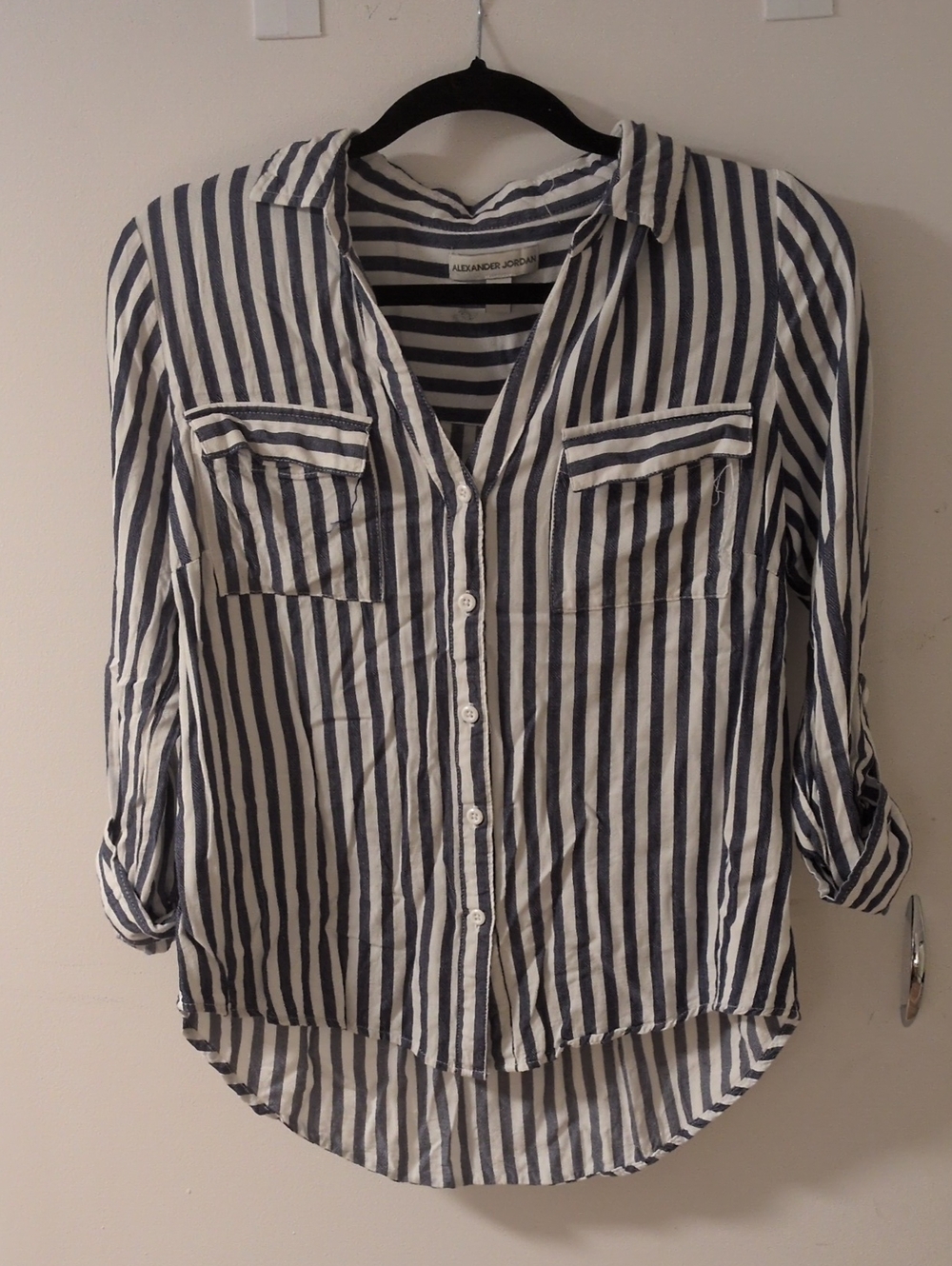 Alexander Jordan Navy & White Striped Button-Up Shirt